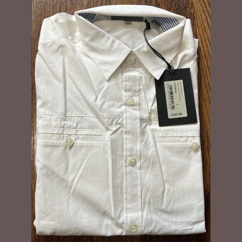 $165 NWT TED BAKER LONDON LS TAP PLAIN LAUNDERED SHIRT SIZE: 2
